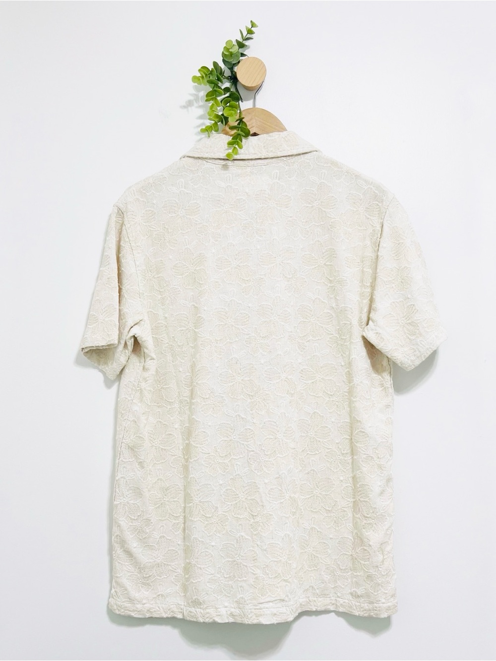 Folk NWT Cody Ivory Linen Blend Embroidered Button Down Shirt - Picture 10 of 11